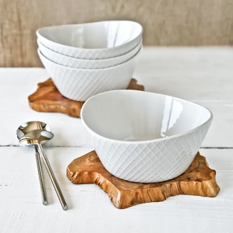 Over and Back Diamond What a Dish Set of 4 Textured Porcelain Bowls