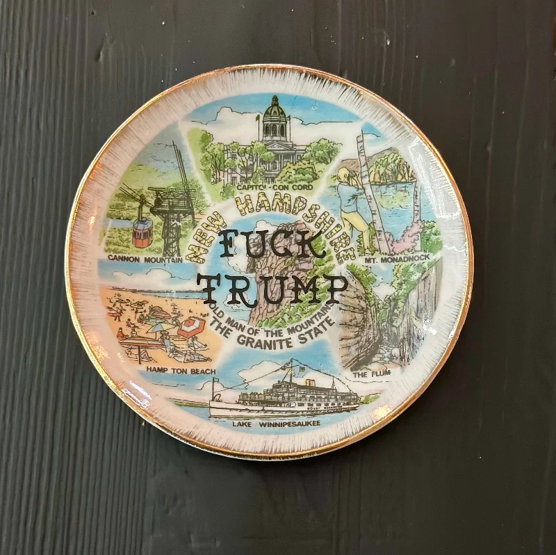 Fuck Trump | Vulgar vintage souvenir miniature New Hampshire decorative plate