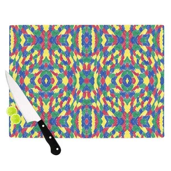 KESS InHouse Empire Ruhl 'Energy Abstract' Multicolor Pattern Cutting Board