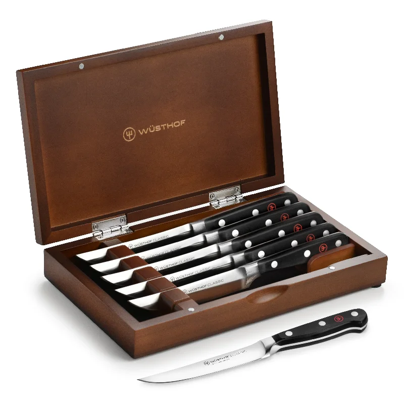 Wusthof Classic 6 Piece Steak Knife Set with Wood Case