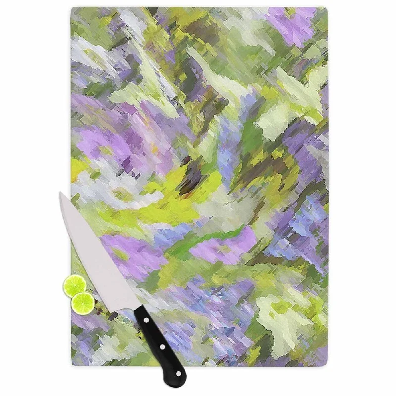 Kess InHouse Alison Coxon "Giverny Lilac" Yellow Pattern Cutting Board