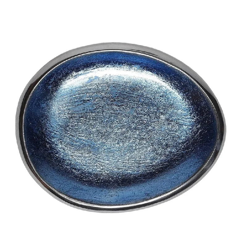 Melange Home Decor Cuivre Collection, 6-inch Oval Platter, Color - Sky Blue, Pack of 12