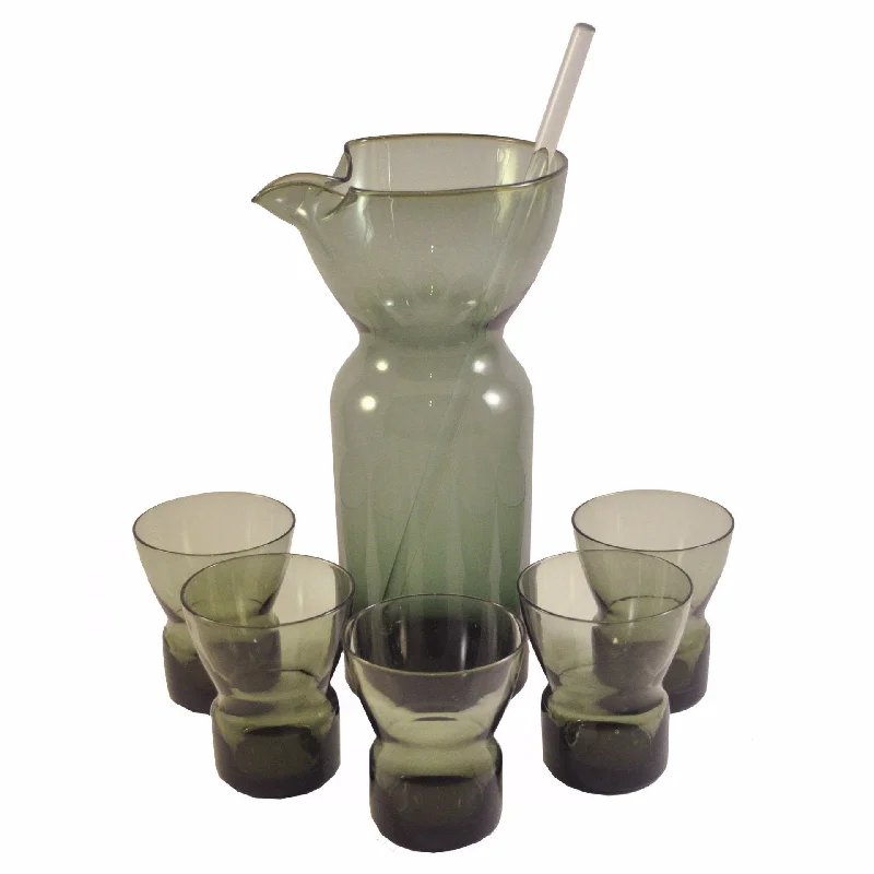 Swedish Smoke Glass Pitcher Set