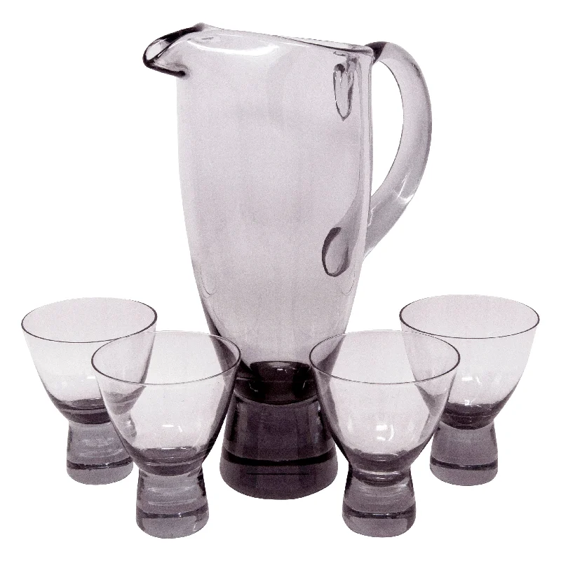 Light Smoke Glass Cocktail Pitcher Set