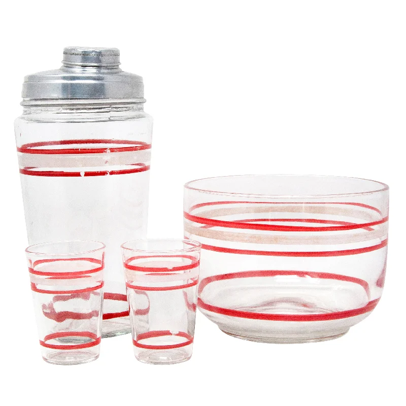 Red & White Stripe Cocktail Shaker Set