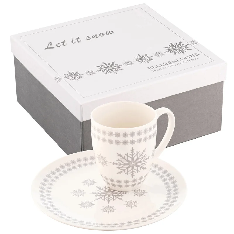 Belleek Living Let it Snow Mug and Plate Set