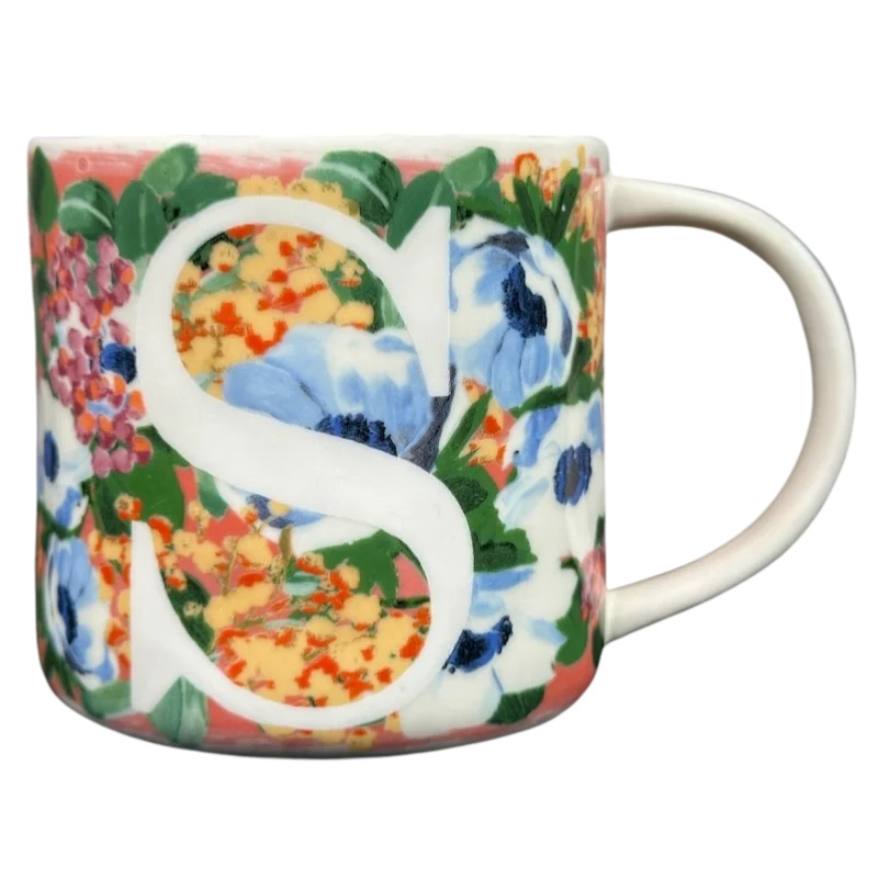 Dawn Letter "S" Monogram Initial Floral Mug Anthropologie