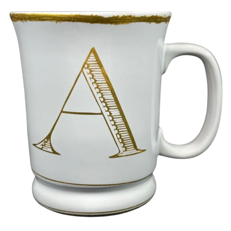 Letter "A" Gold Writing Monogram Initial C Handle Mug Williams Sonoma