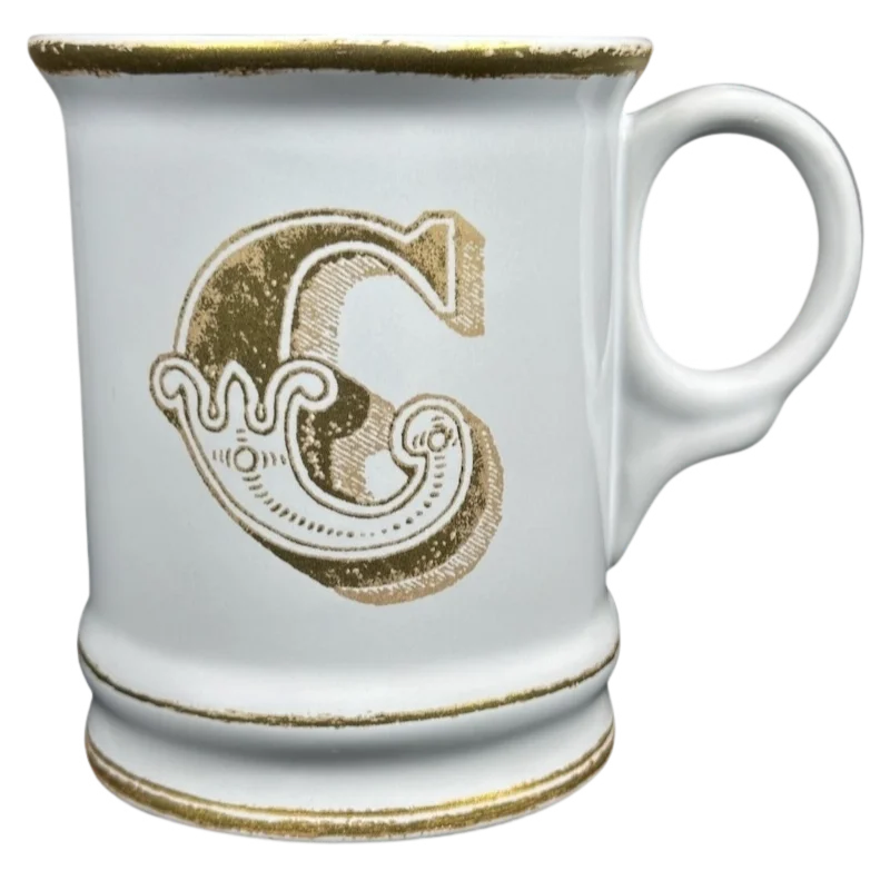 Letter "C" Gold Writing Monogram Initial Mug Williams Sonoma