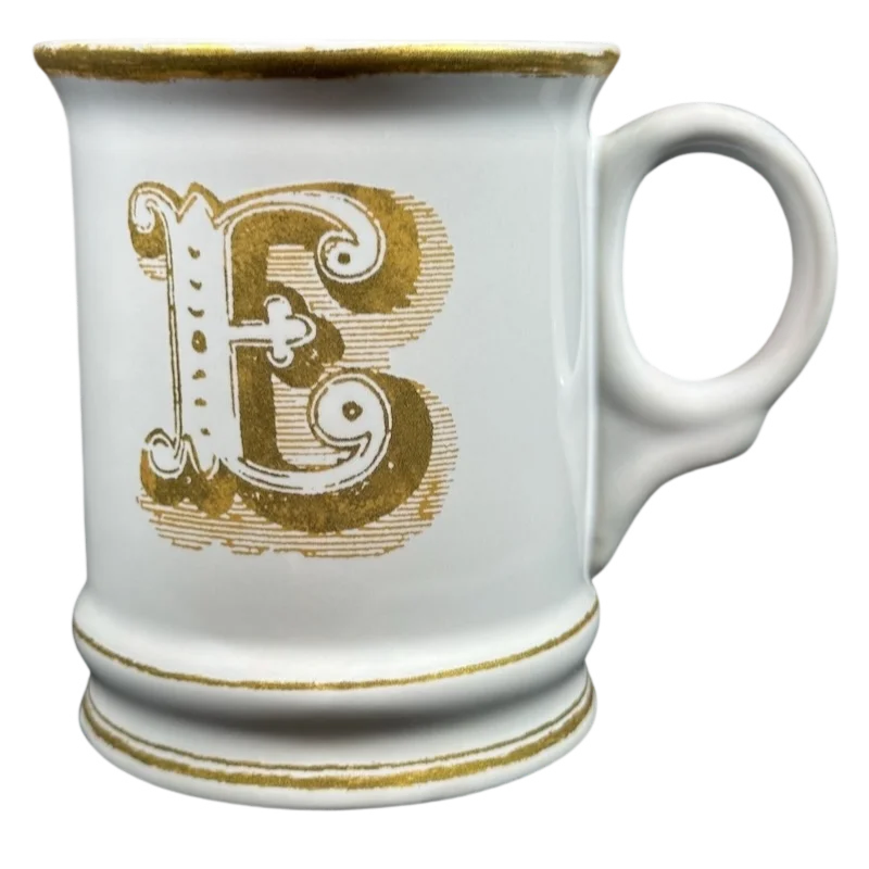 Letter "E" Gold Writing Monogram Initial Mug Williams Sonoma