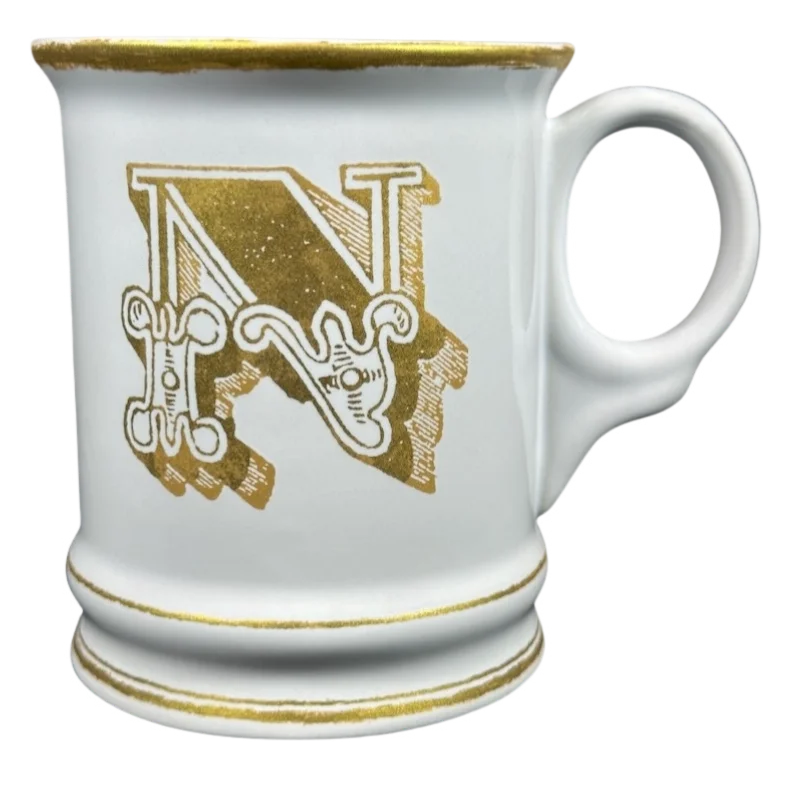 Letter "N" Gold Writing Monogram Initial Mug Williams Sonoma