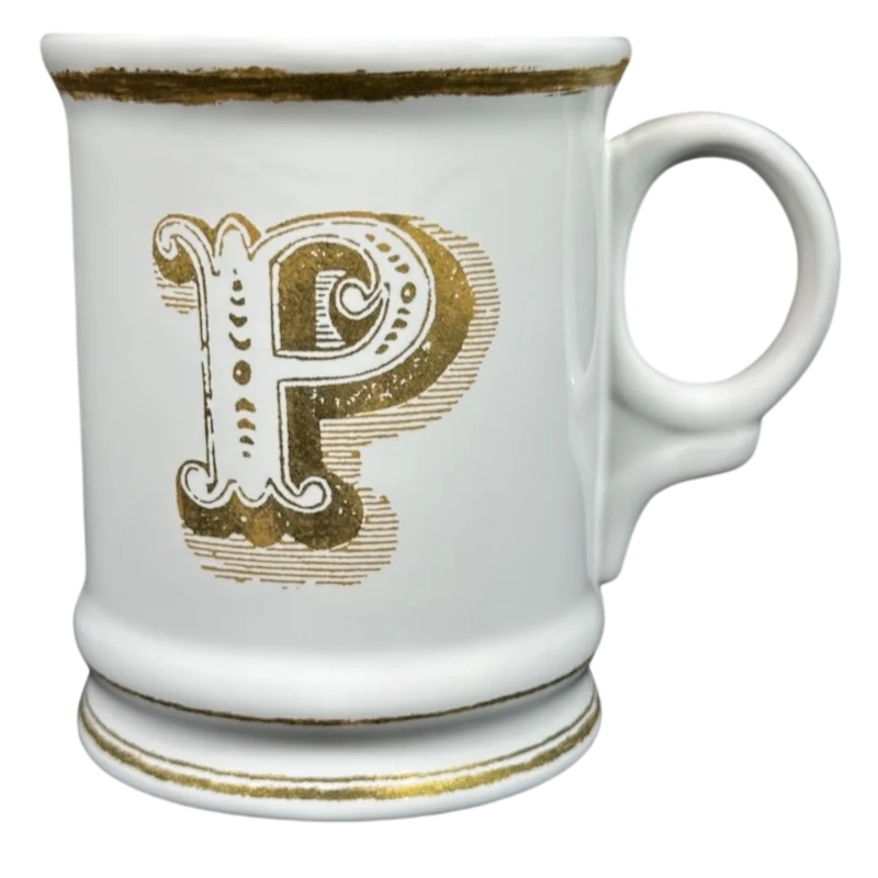 Letter "P" Gold Writing Monogram Initial Mug Williams Sonoma