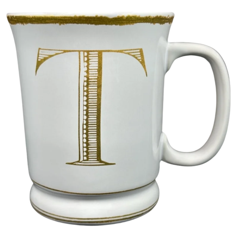 Letter "T" Gold Writing Monogram Initial C Handle Mug Williams Sonoma