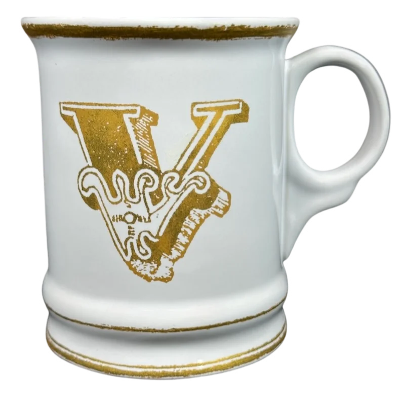 Letter "V" Gold Writing Monogram Initial Mug Williams Sonoma