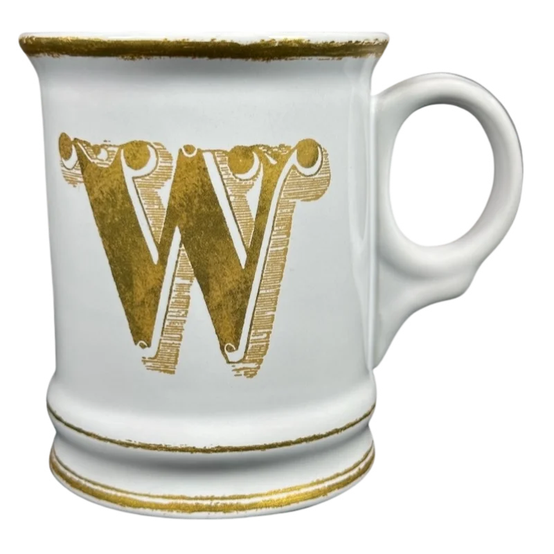 Letter "W" Gold Writing Monogram Initial Mug Williams Sonoma