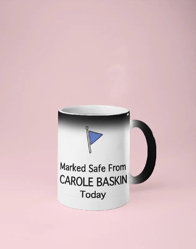 Marked Safe from Carole Baskin - Tiger King Color Changing Mug - Reveals Secret Message w/ Hot Water