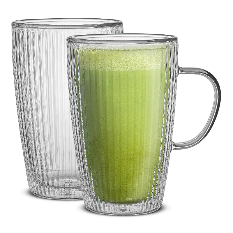 Savor Fluted Large Double Wall Coffee Mugs