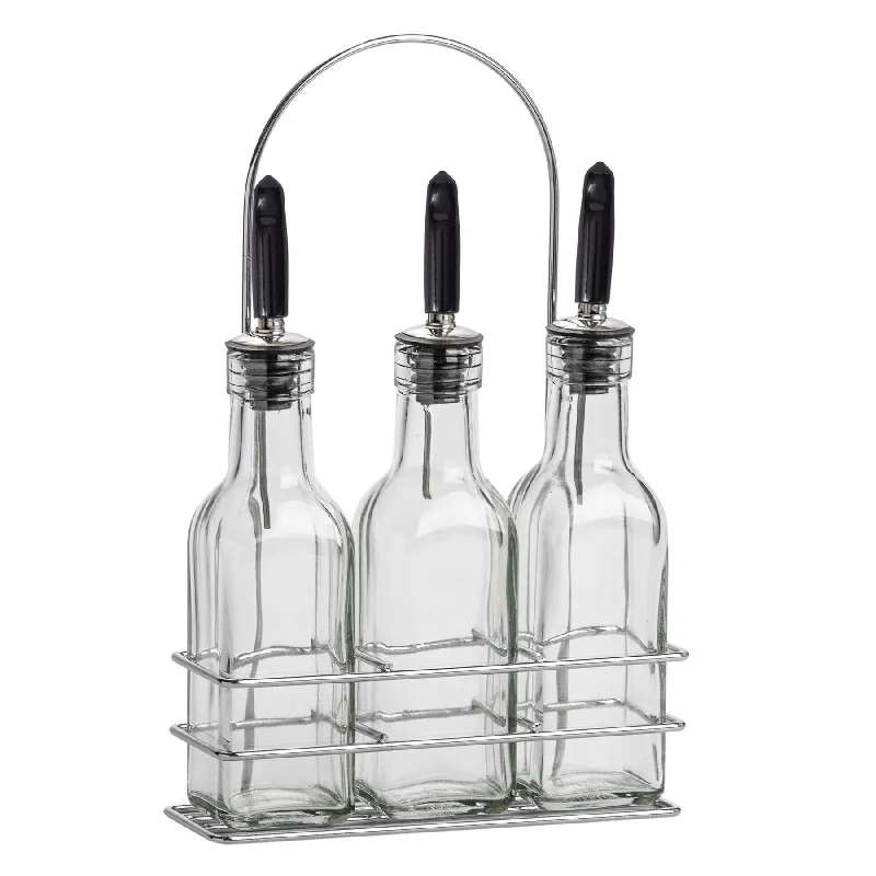 170ml Glass Olive Oil Pourer Bottles with Stand - By Argon Tableware