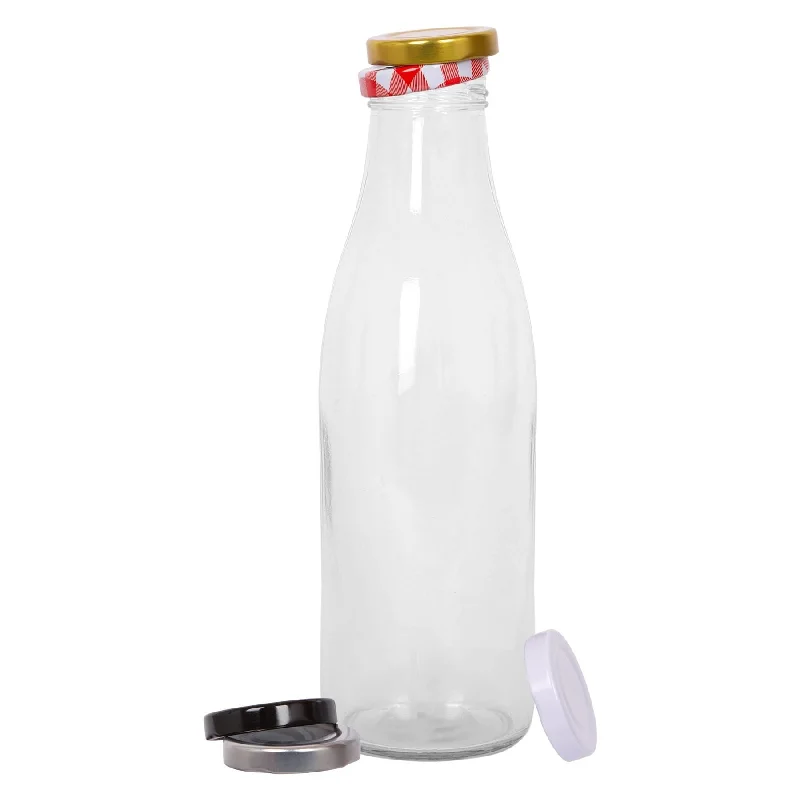 960ml Glass Water / Milk Bottle with Metal Lids