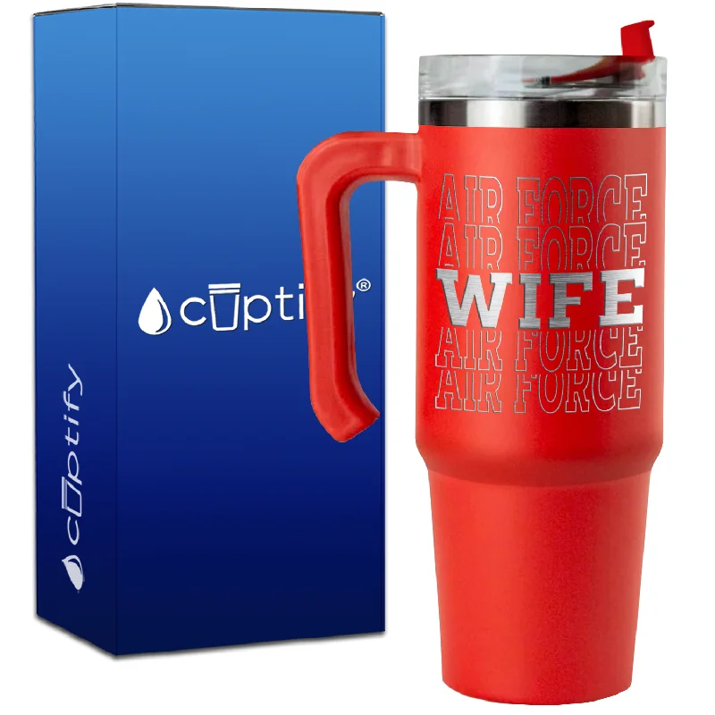 Air Force Wife Word Art on 30oz Travel Mug