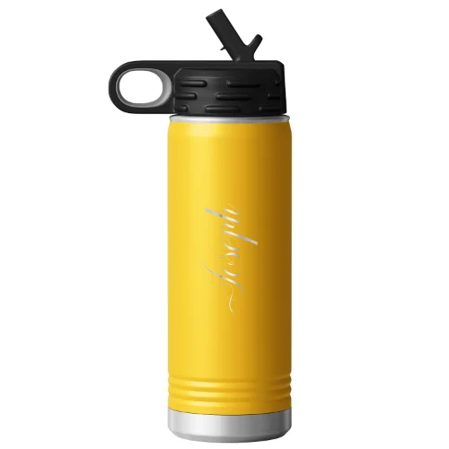 Personalized Yellow 20oz Engraved Sport Water Bottle