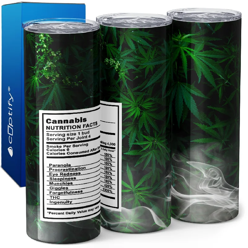 Cannabis Nutrition Facts Funny Weed 20oz Skinny Tumbler