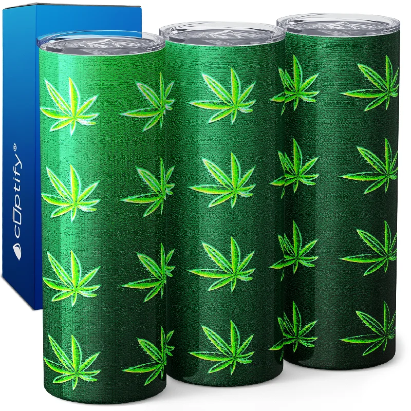 Cannabis Pattern on Green 20oz Skinny Tumbler