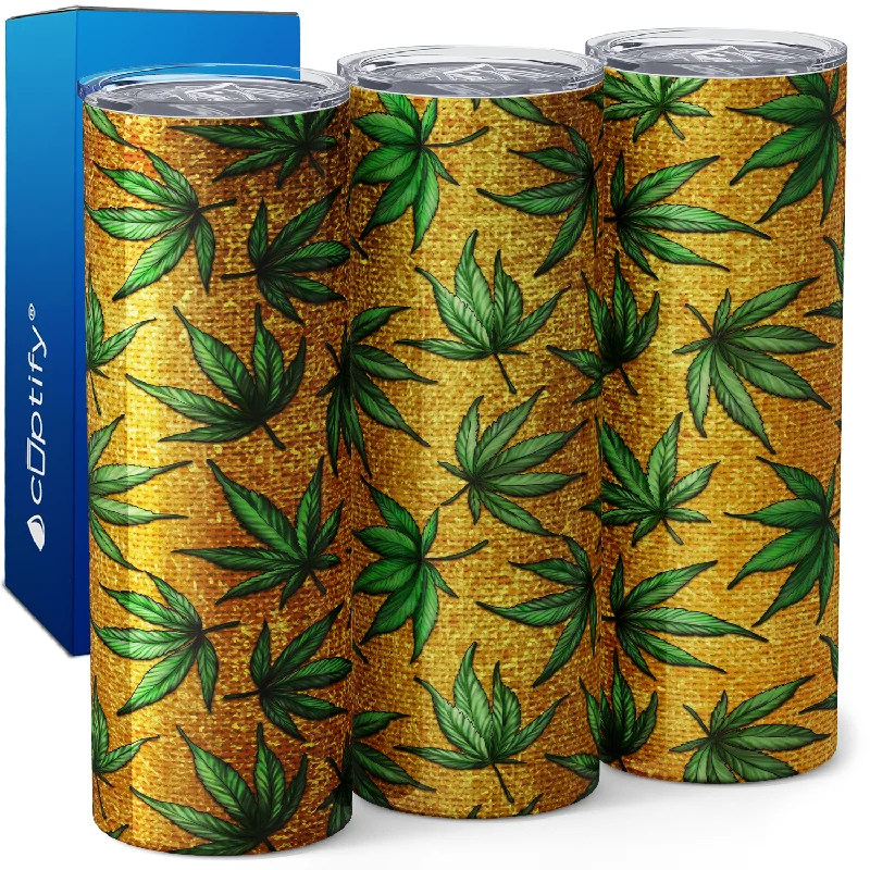 Cannabis Pattern on Yellow 20oz Skinny Tumbler