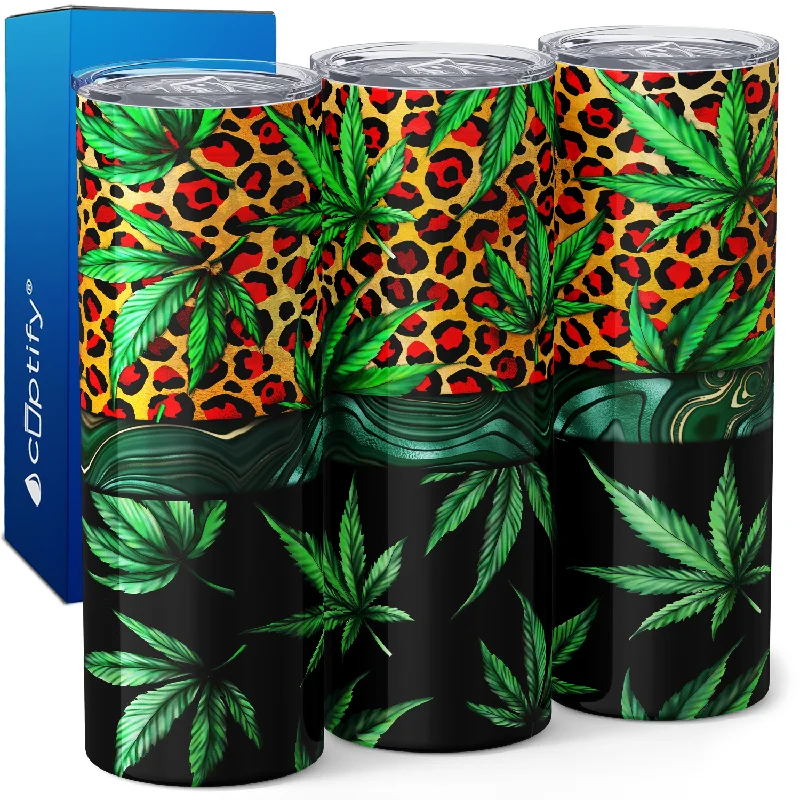 Cannabis with Leopard Pattern 20oz Skinny Tumbler