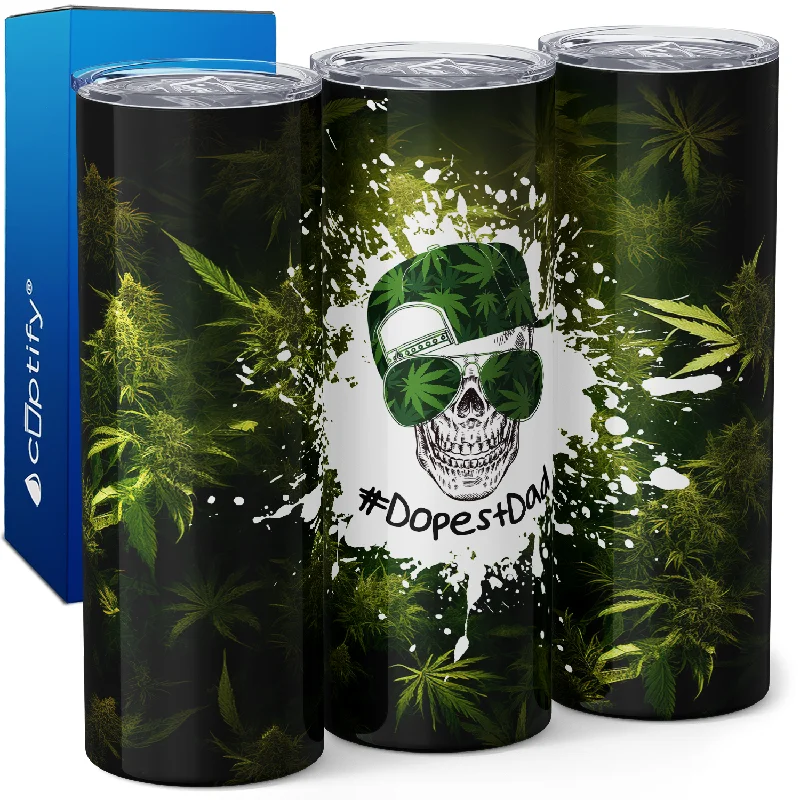 #DopestDad Hat and Glasses Funny Weed 20oz Skinny Tumbler