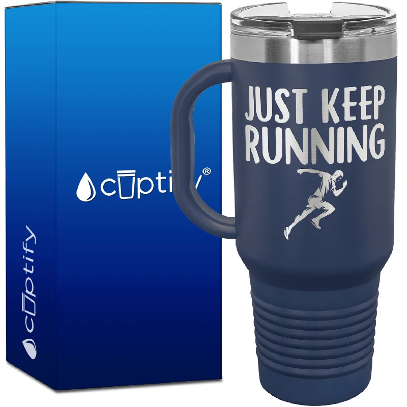 Just Keep Running Silhouette 40oz Running Travel Mug