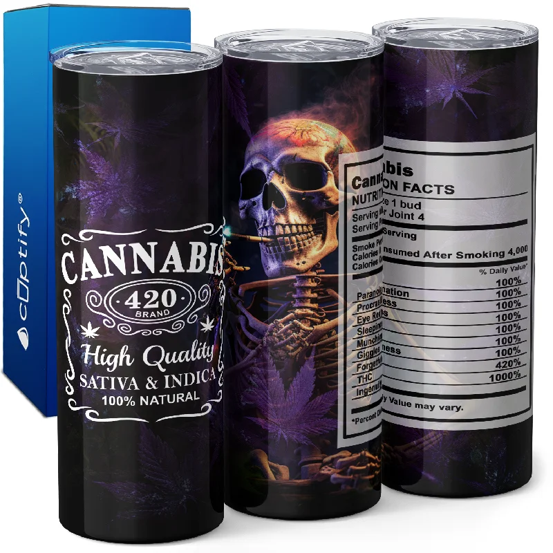 Nutrition Facts Cannabis Skeleton Funny Weed 20oz Skinny Tumbler