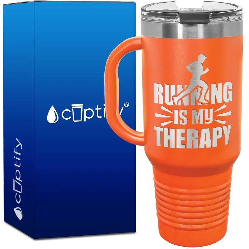 Running is my Therapy 40oz Running Travel Mug