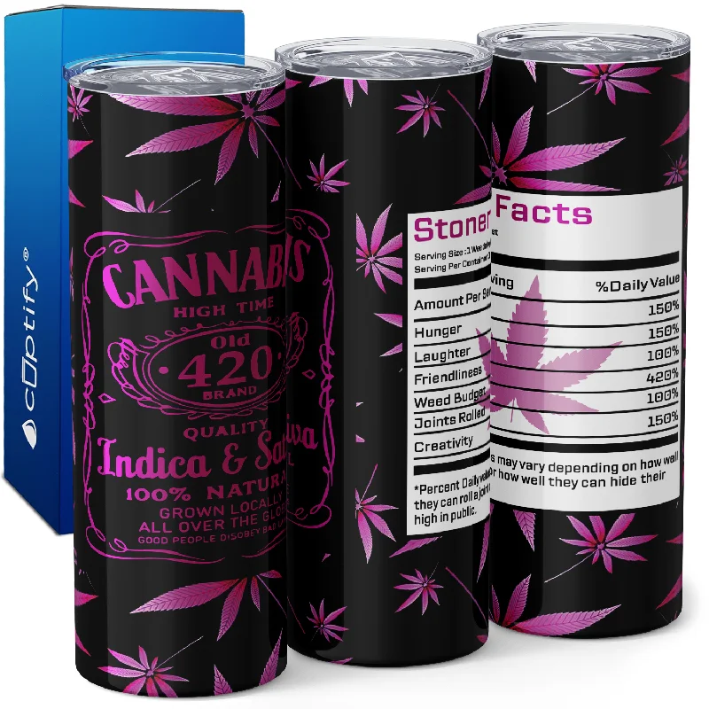 Stoner Facts Black Pink Funny Weed 20oz Skinny Tumbler