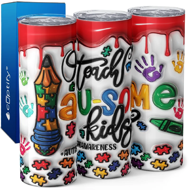 Teach Au-some Kids Autism Awareness 20oz Skinny Tumbler