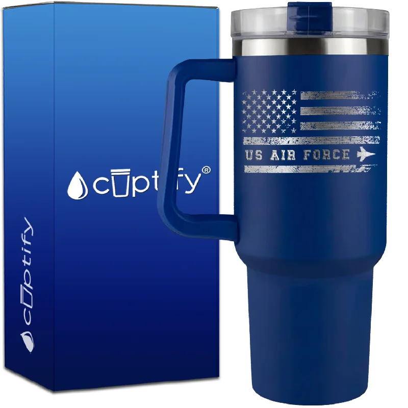 US Air Force Distressed Flag on 40oz Traveler Mug